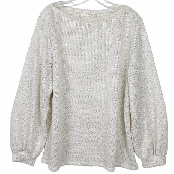 Perfect Peach Tops - Perfect Peach Curvy Girl Knit Top Balloon Sleeve Cream Ivory Size 2X